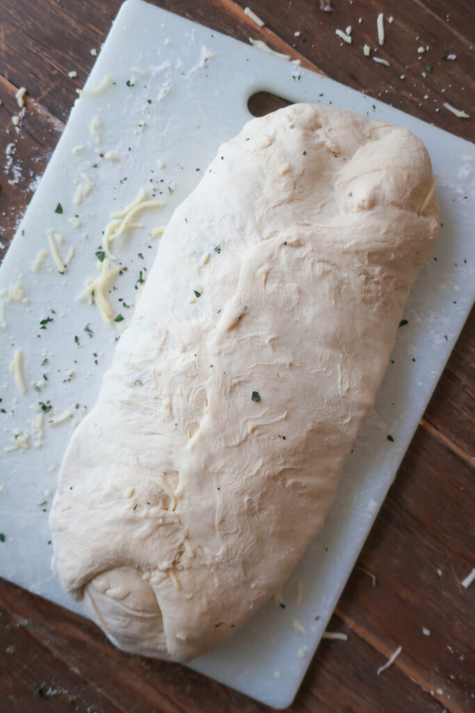 uncooked stromboli wrapped up