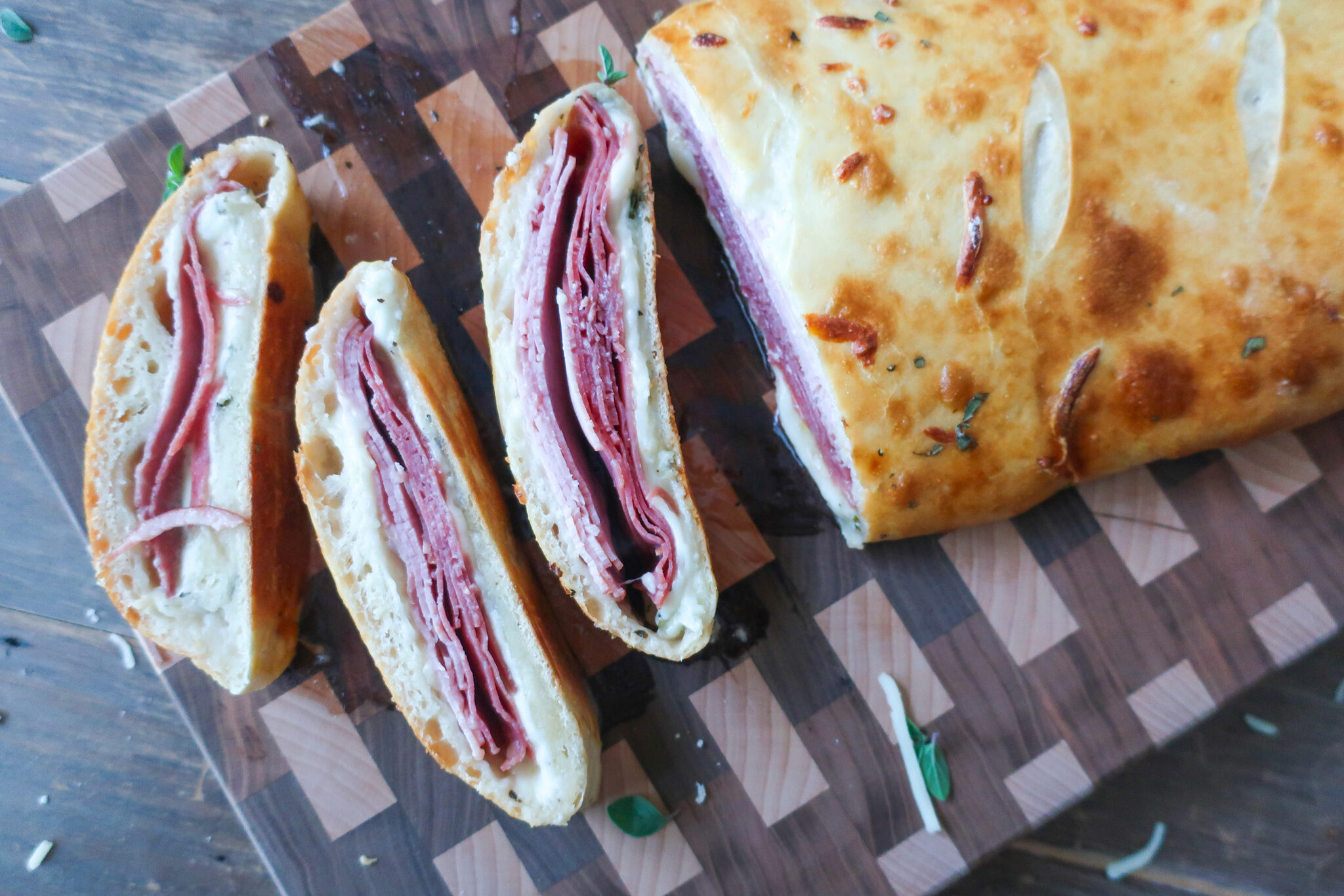 slices of meat lovers stromboli