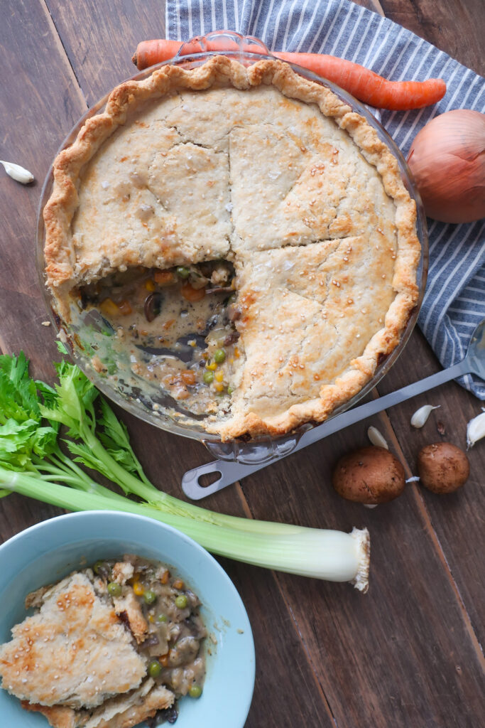 inside look at baked vegetable pot pie