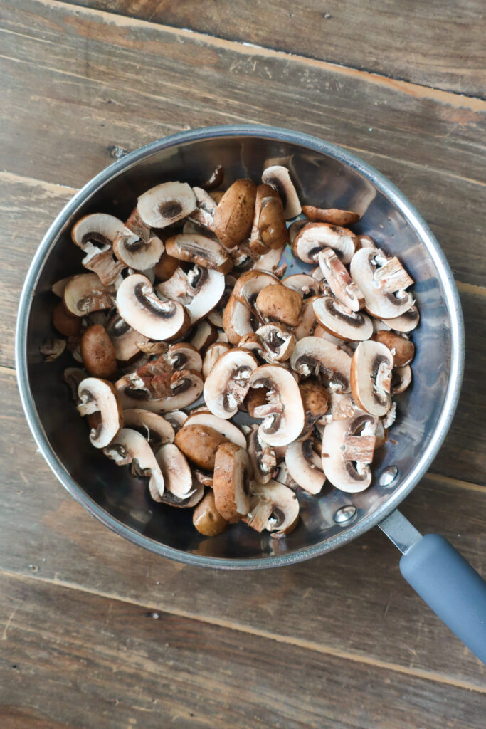 mushrooms ready to be cooked for filling of mushroom and rosemary galette