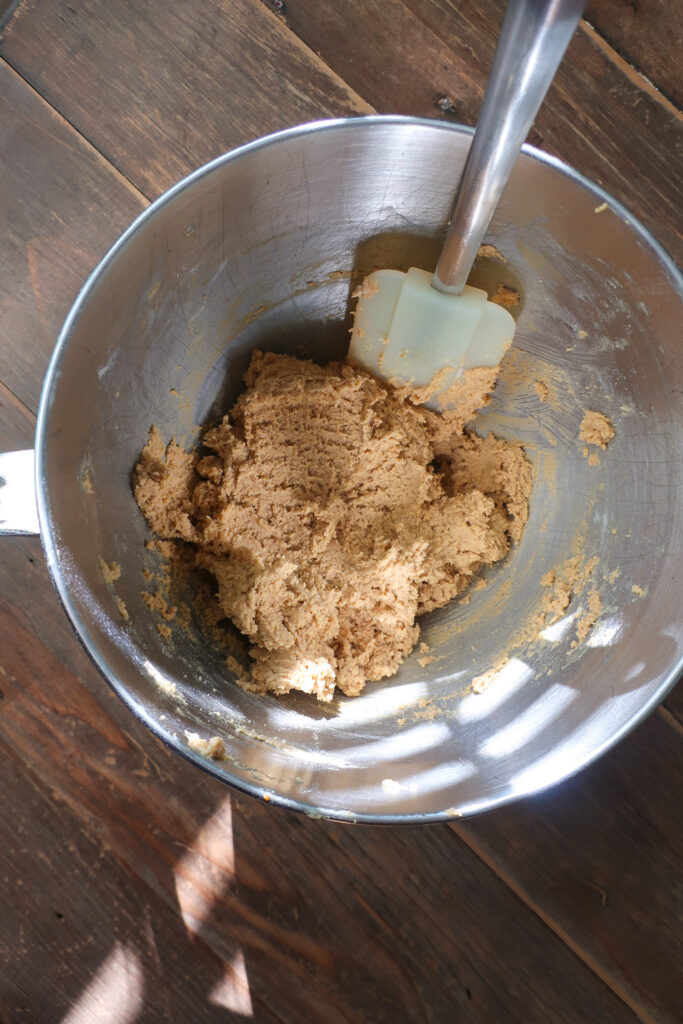 dough for big, soft ginger cookies with crinkle tops; perfect holiday cookies; spiced holiday cookies