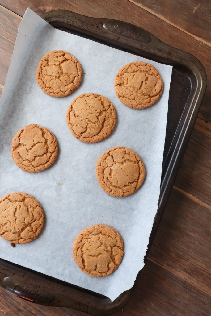 big, soft ginger cookies with crinkle tops; perfect holiday cookies; spiced holiday cookies