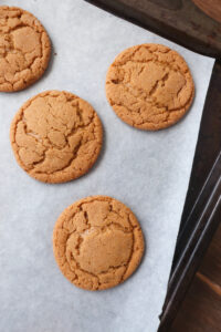 big, soft ginger cookies with crinkle tops; perfect holiday cookies; spiced holiday cookies