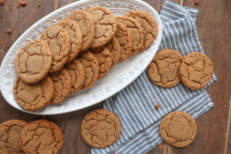 big, soft ginger cookies with crinkle tops; perfect holiday cookies; spiced holiday cookies