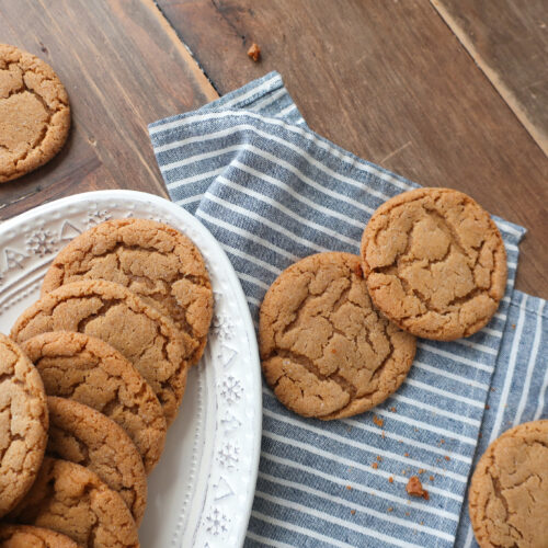 big, soft ginger cookies with crinkle tops; perfect holiday cookies; spiced holiday cookies