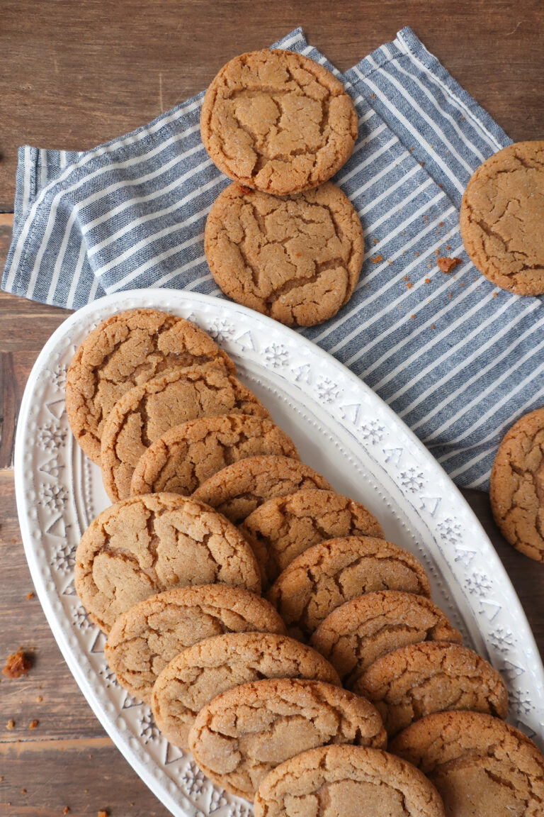 big, soft ginger cookies with crinkle tops; perfect holiday cookies; spiced holiday cookies