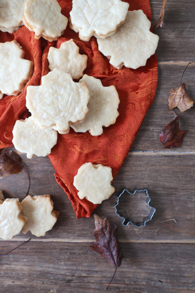 canadian maple leaf cookies; cookies shaped like maple leaves and flavored with maple sandwiched around maple buttercream