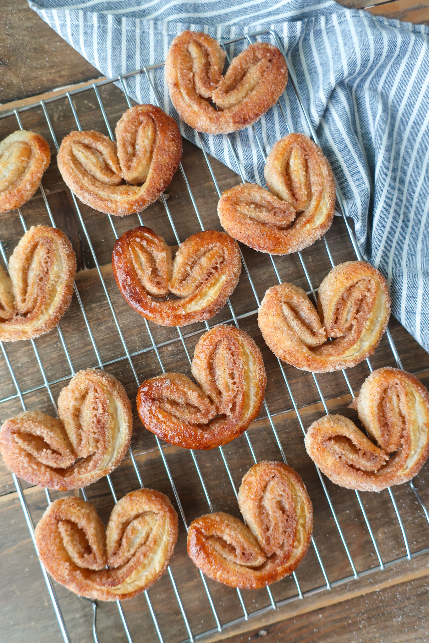 french palmiers, cinnamon puff pastry hearts; cinnamon sugar puff pastry