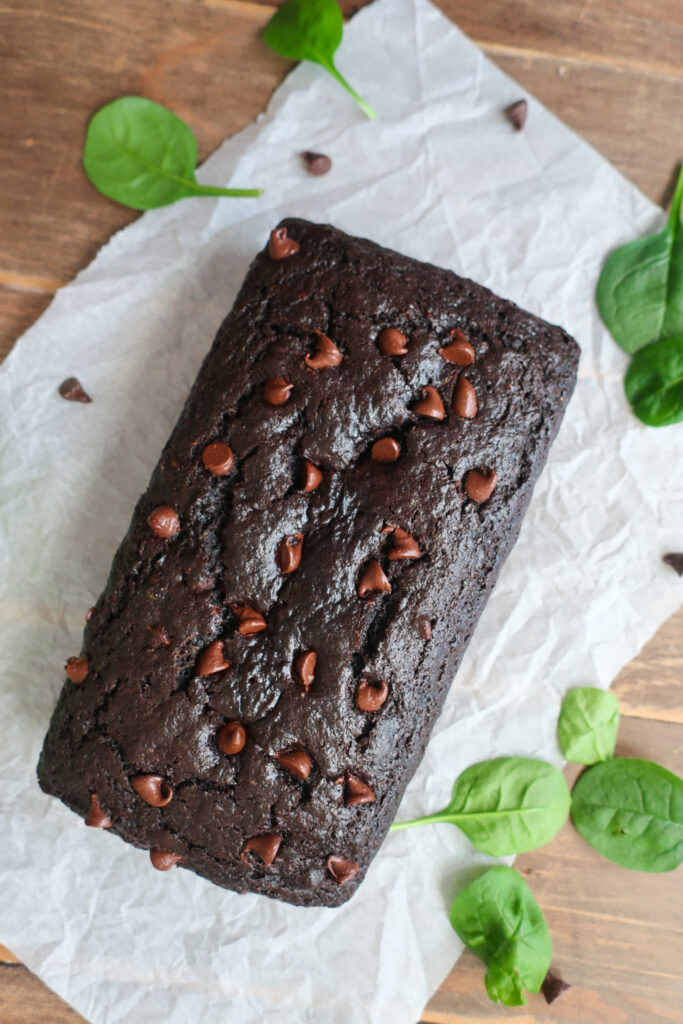 moist double chocolate zucchini and spinach bread; healthy breakfast recipes; healthy bread; zucchini bread