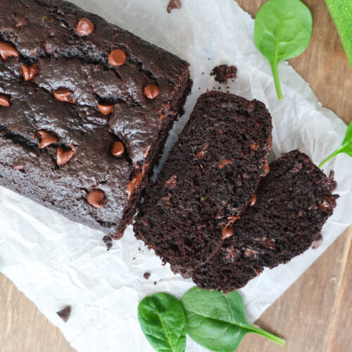 moist double chocolate zucchini and spinach bread; healthy breakfast recipes; healthy bread; zucchini bread