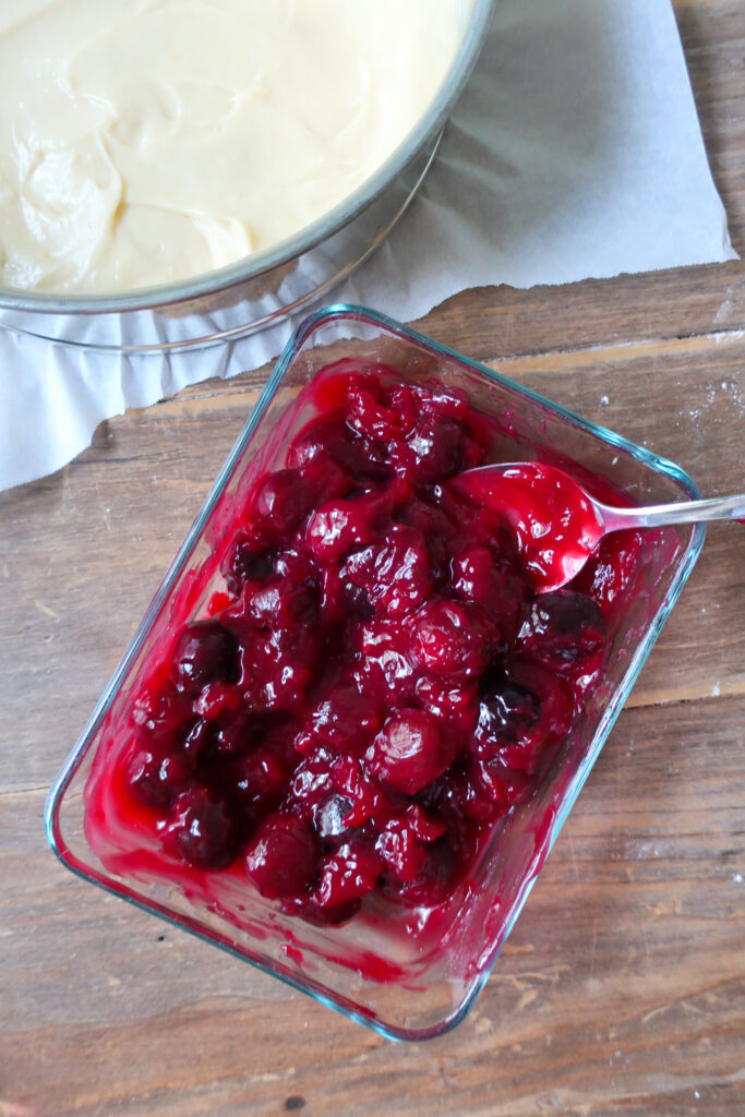 making cherry pie filling, homemade cherry pie filling, easy cherry pie filling for cherry coffee cake