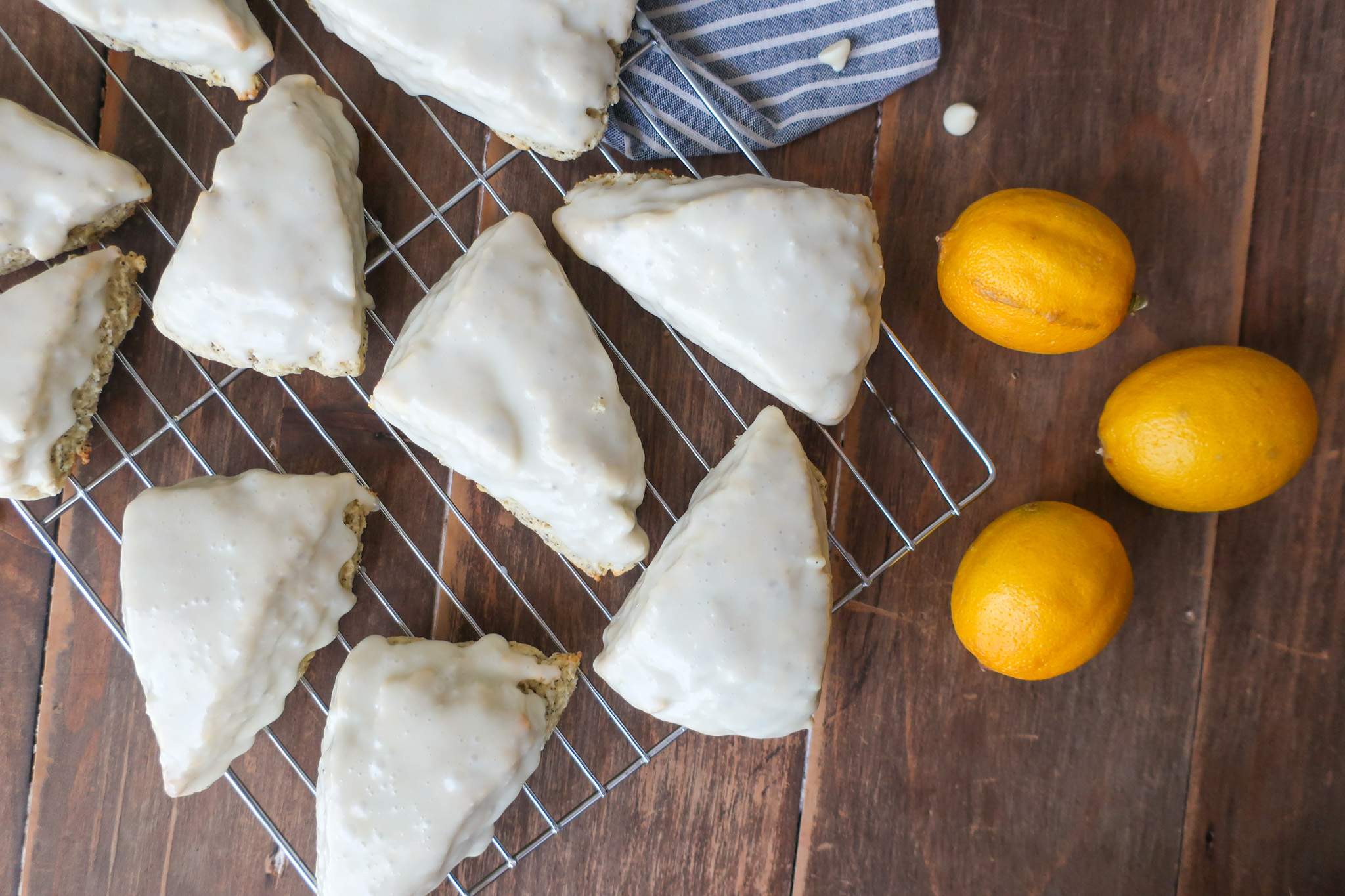 glazed scones; baking ingredients for scones; earl grey scones; lemon scones; sweet breakfast brunch recipe earl grey lemon scones with white chocolate lemon glaze