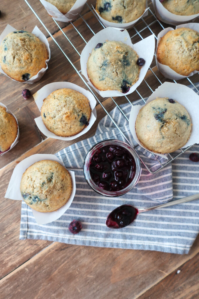 how to make blueberry compote, blueberry compote to pair with blueberry muffins, blueberry chai spiced muffins with blueberry compote