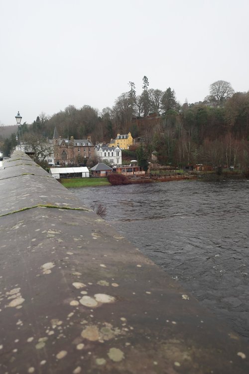 view of dunkeld from bridge in birnam, scotland, uk, europe; solo travel; solo female travel; roadtrip scotland; roadtrip europe; scotland itinerary