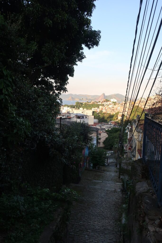 view of sugarloaf from gloria neighborhood in rio de Janeiro brazil; solo female travel; female backpacking tips; backpacking south america; brazil travel