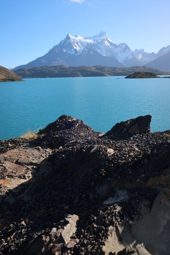 mountain and lake views in chile south america; torres del paine national park chile south america; solo female travel; solo backpacking; backpacking south america; backpacking tips; chile itinerary;