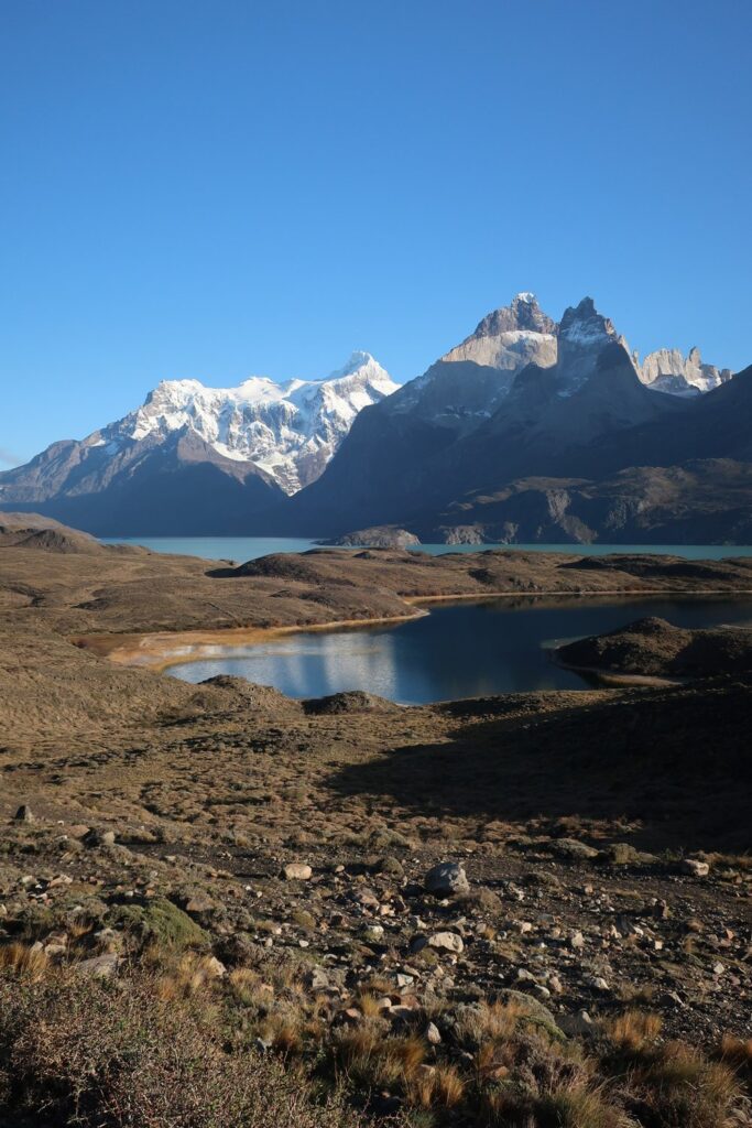 mountain and lake views in chile south america; torres del paine national park chile south america; solo female travel; solo backpacking; backpacking south america; backpacking tips; chile itinerary;