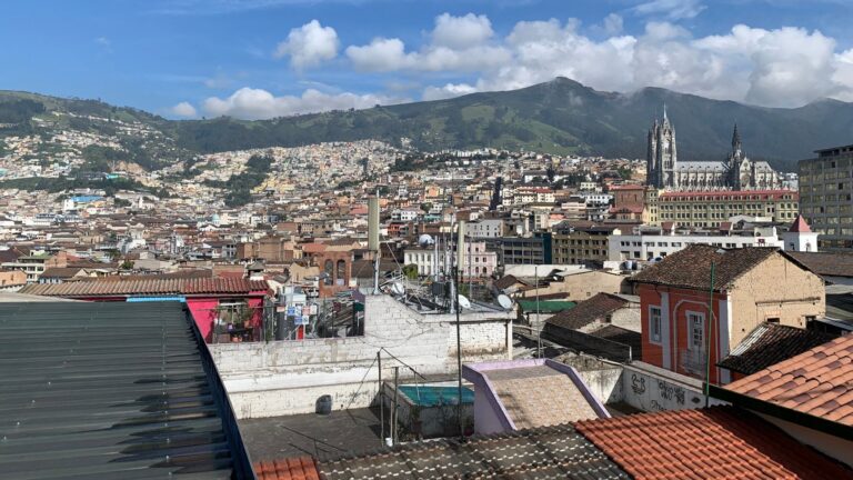 views of quito, ecuador, south america from hostel; solo female travel; solo backpacking; backpacking south america; backpacking tips; ecuador itinerary;