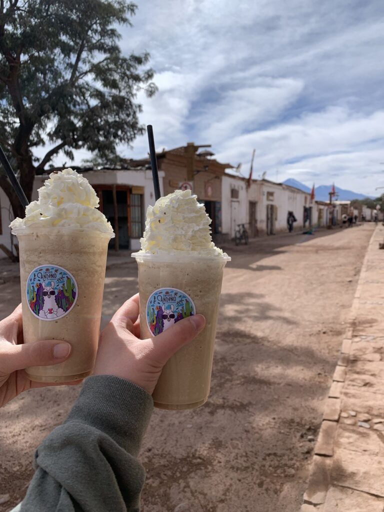 frappe in san pedro de atacama chile; south american desert; solo travel; solo female travel; backpacking south america; backpacking tips; chile travel itinerary; chile travel; south america travel destinations; where to visit in south america