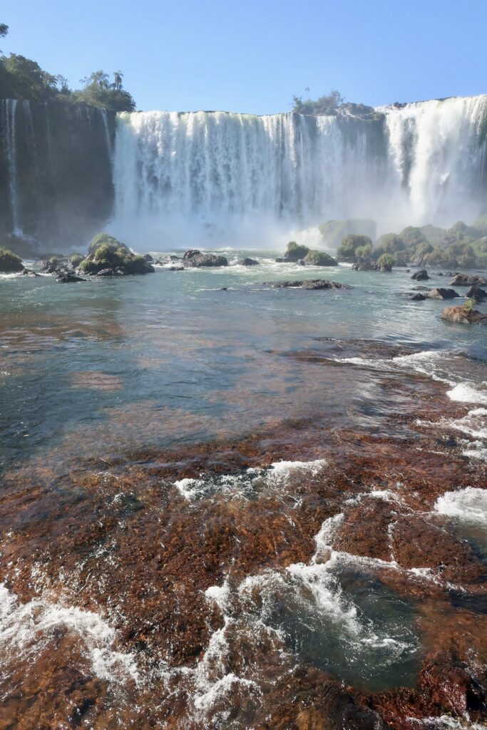 Brazilian view of iguazu falls in argentina and brazil; backpacking south america; solo backpacking trip; female backpacking trip tips; solo travel tips; solo female travel; argentina travel itinerary