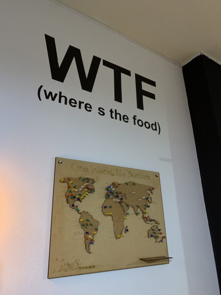 wtf, where' the food sign in banos, ecuador; motivational quotes; motivational sign; positive sign; positive affirmation