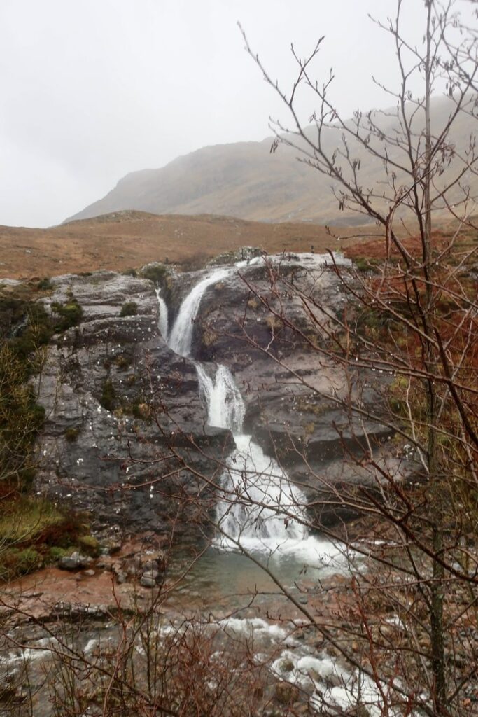 the meeting of three waters waterfall in glencoe, scotland, uk, europe; solo travel; solo female travel; roadtrip scotland; roadtrip europe; scotland itinerary