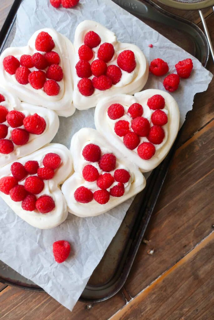 valentine's pavlova wreath with hearts