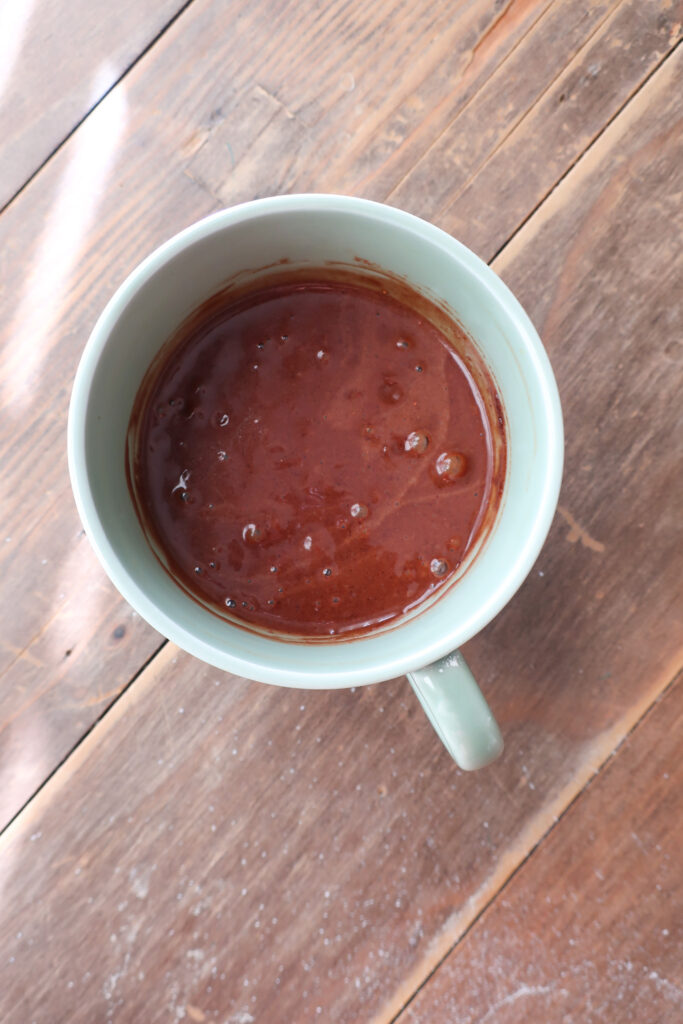 batter for moist chocolate mug cake