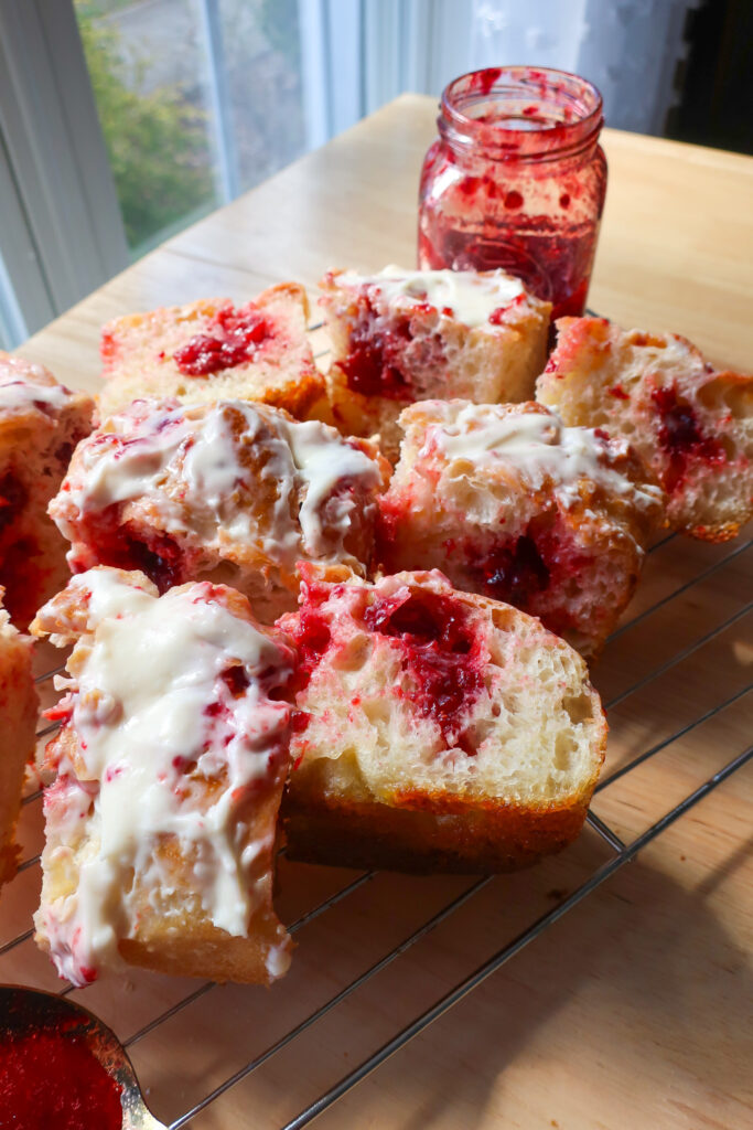 inside strawberry focaccia