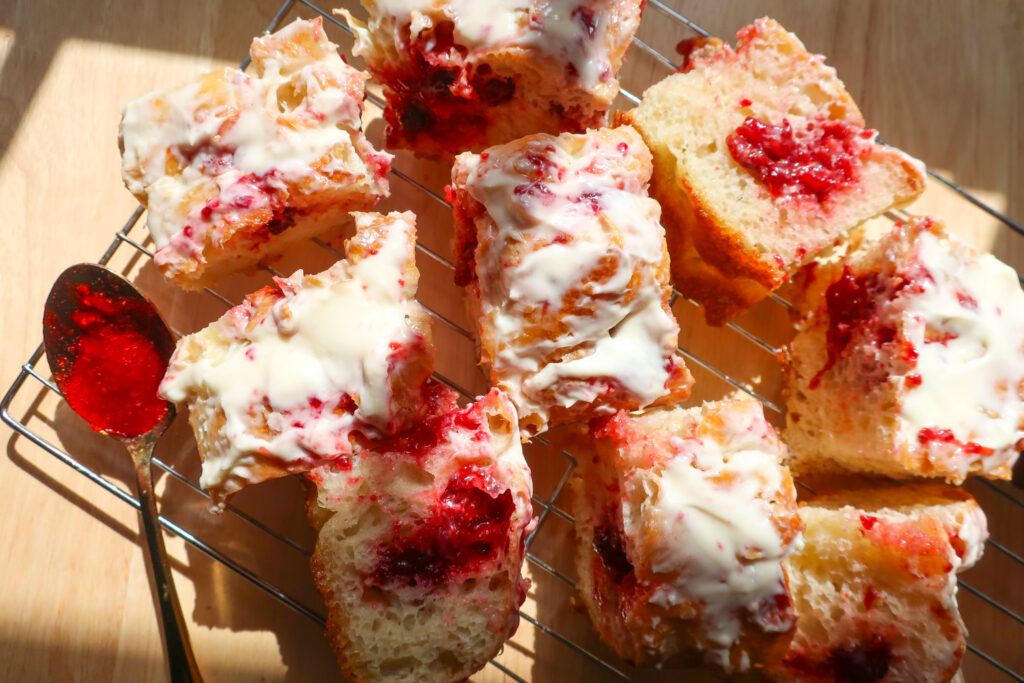 strawberry cheesecake focaccia