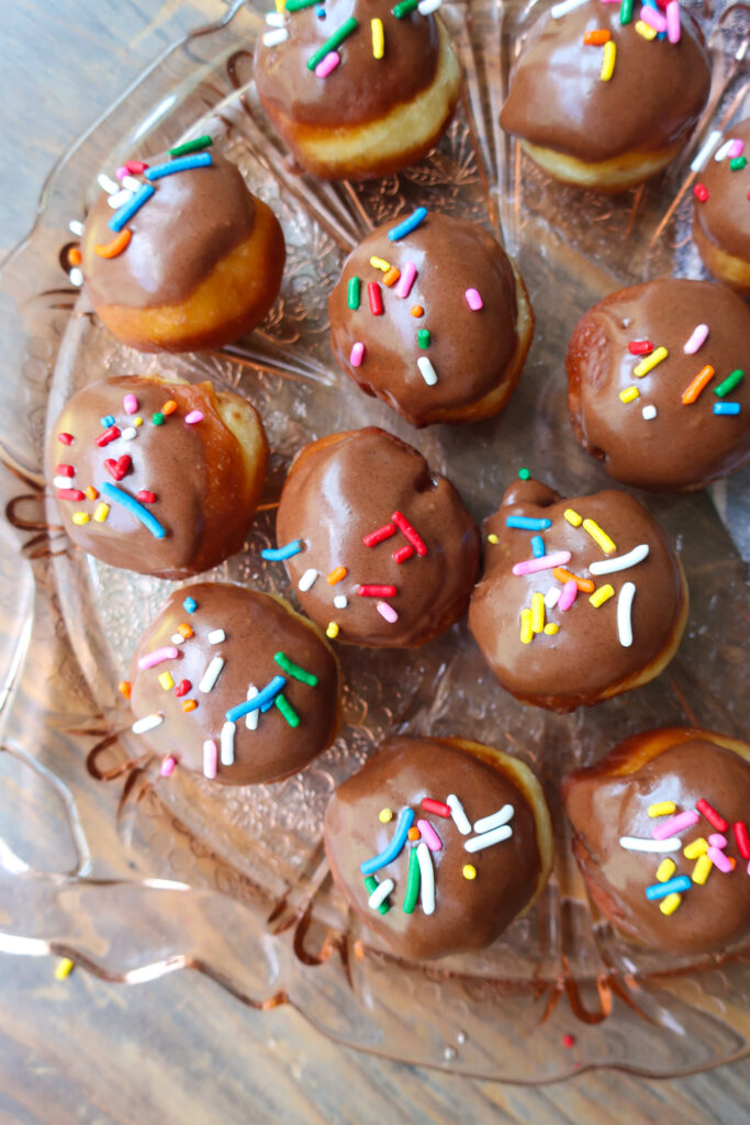 homemade donut holes on platter