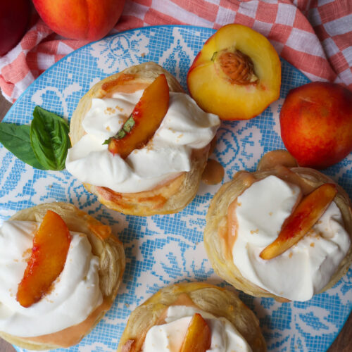 fresh peach and basil tarts