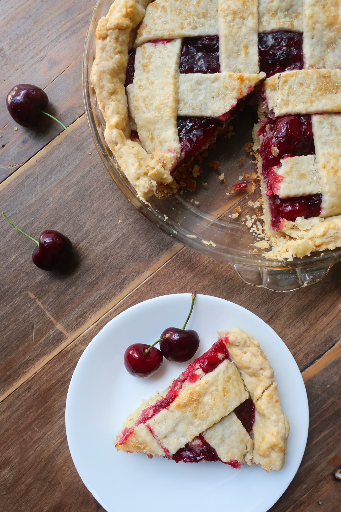 Cherry Pie Cake with Lattice Crust - accent golden