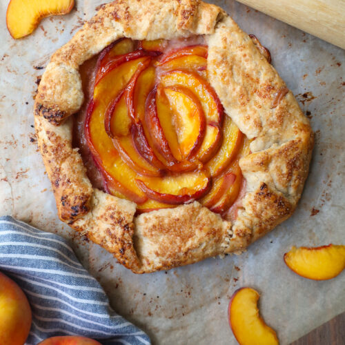 rustic peach galette with fresh peaches