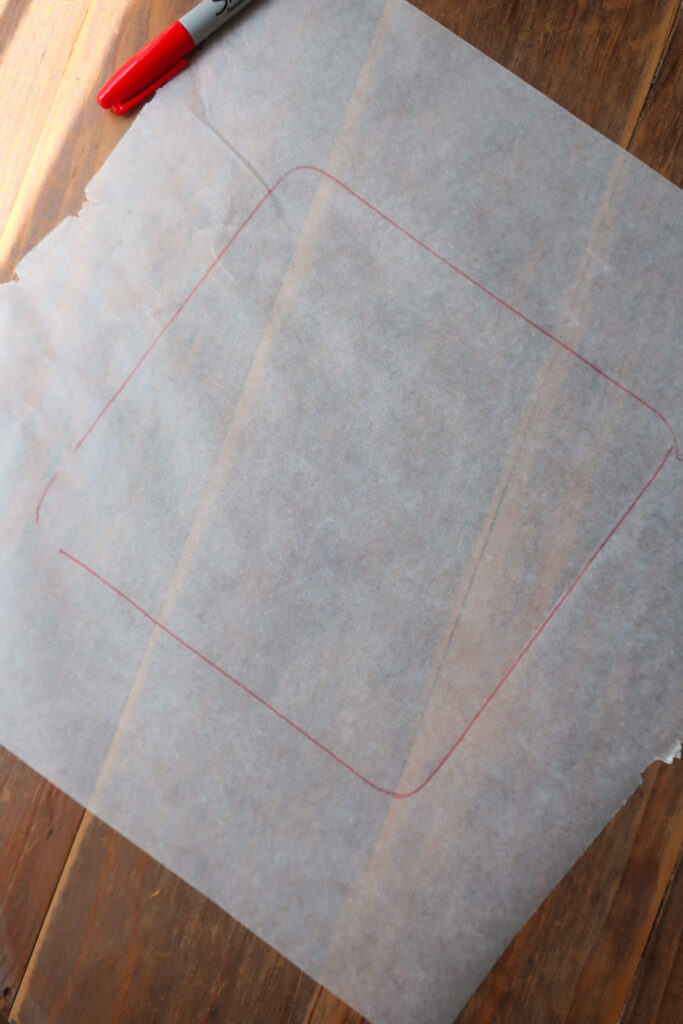sharpie red square on parchment paper