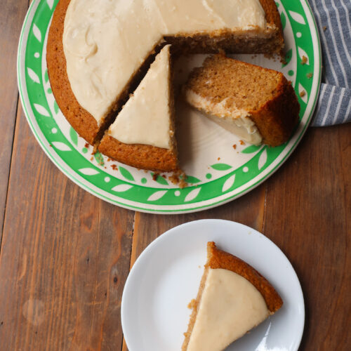 cinnamon olive oil cake cut into slices