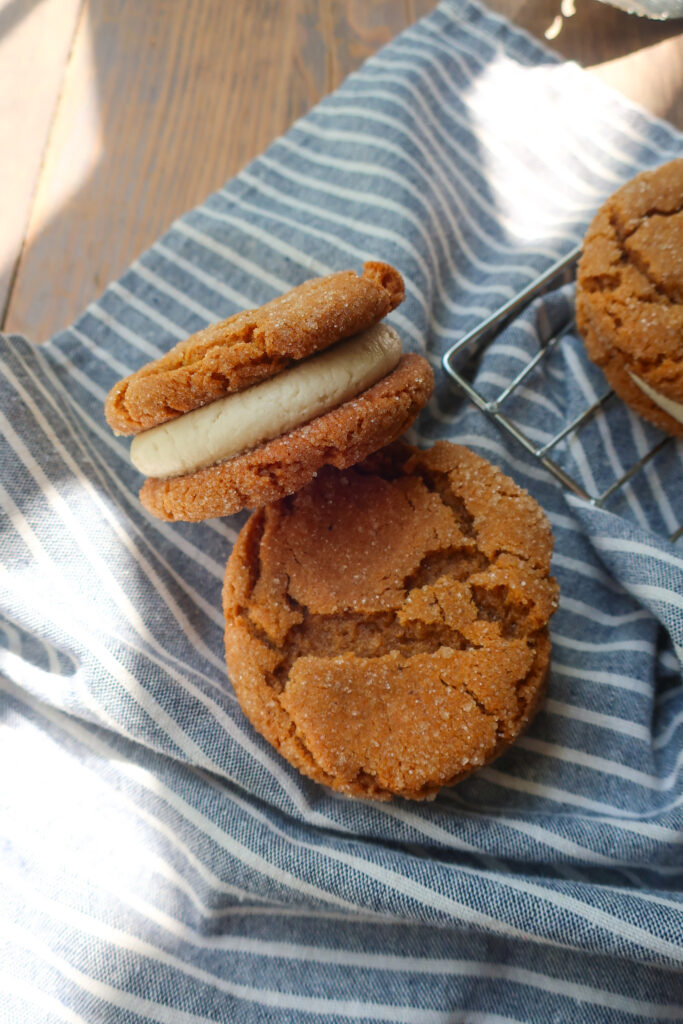 sandwich cookies with brown butter frosting
