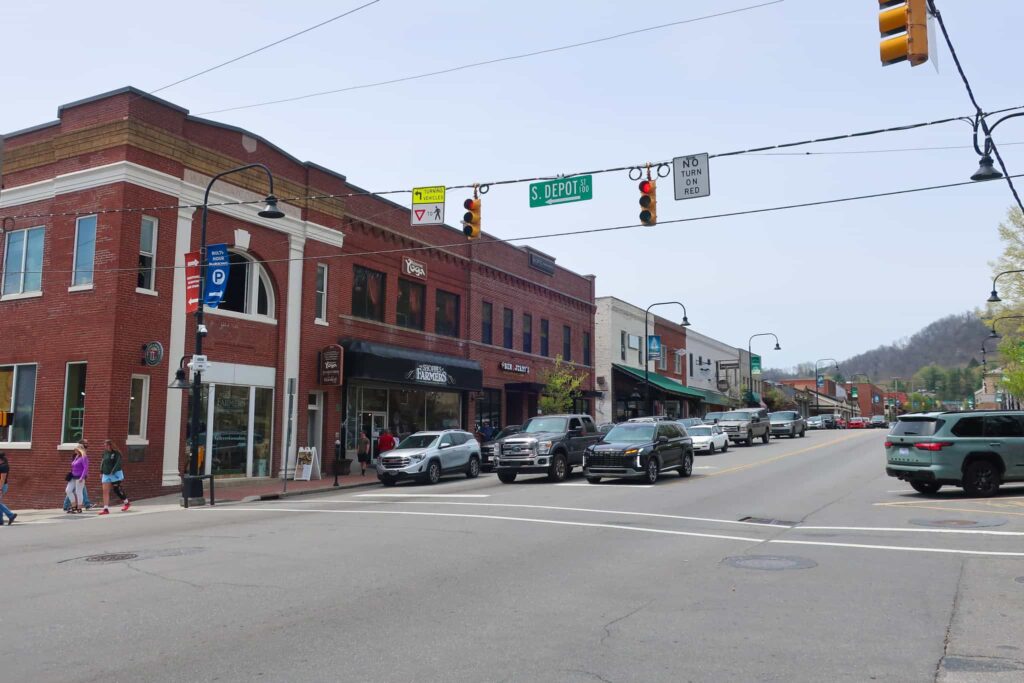 busy downtown Boone North Carolina