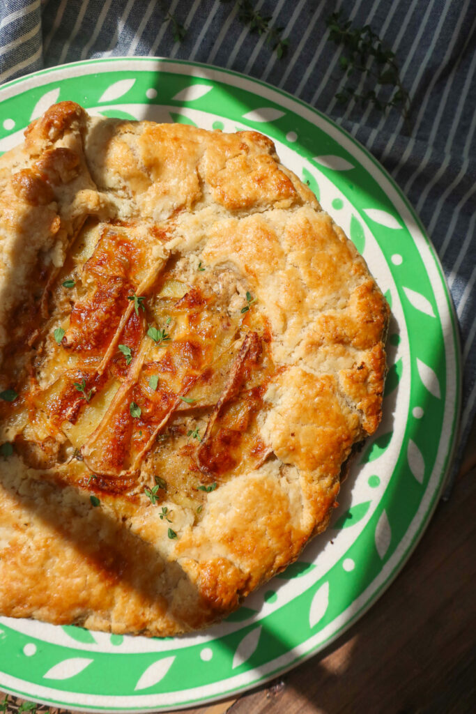 savory bacon onion potato and cheese galette