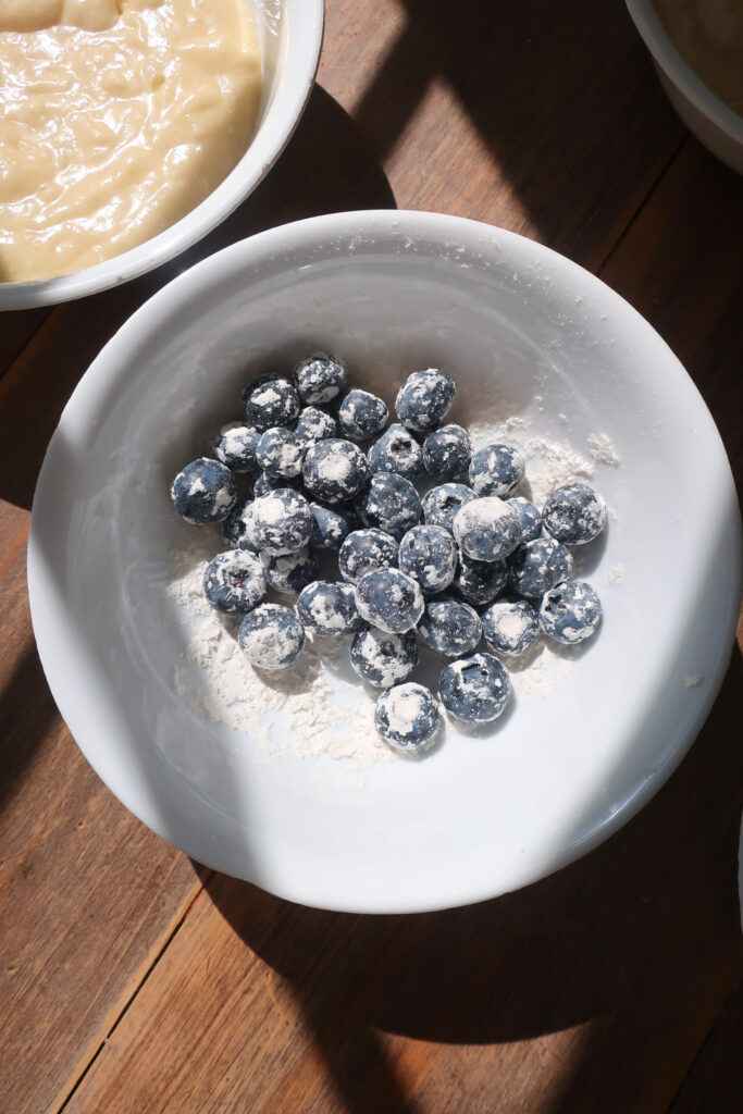 blueberries tossed in flour