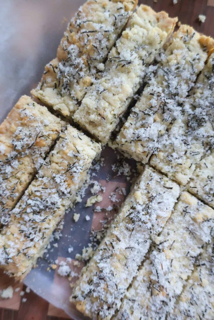 rosemary shortbread cut into bars