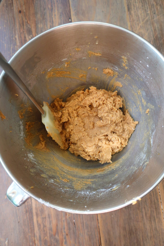 peanut butter oatmeal cookie dough in bowl