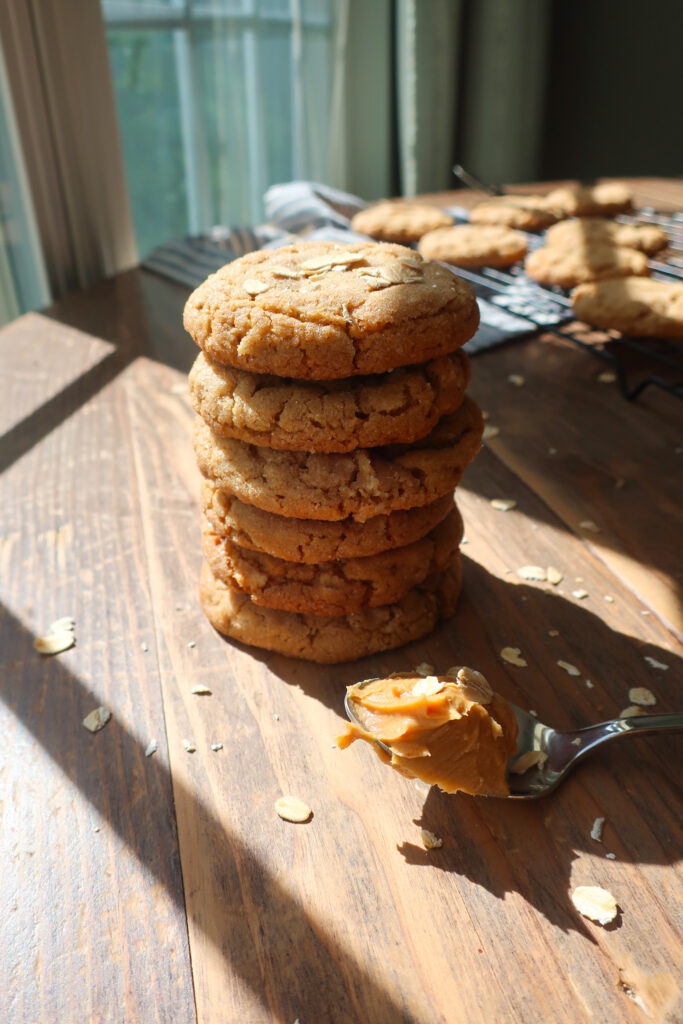 stack of peanut butter oatmeal cookies