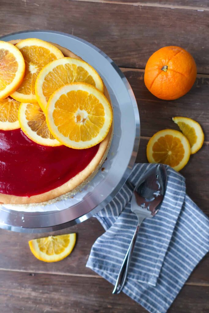 the best orange cheesecake with cranberry sauce