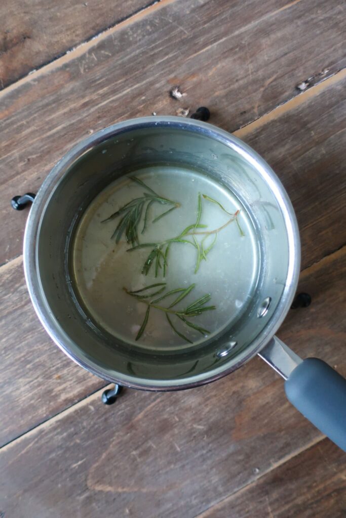 lemon rosemary simple syrup in pot