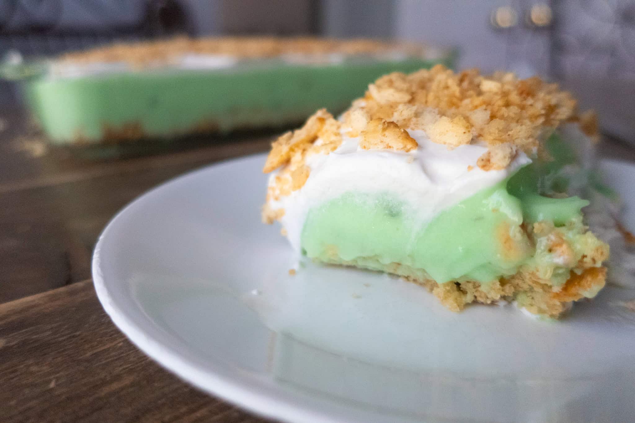 slice of creamy pistachio dessert