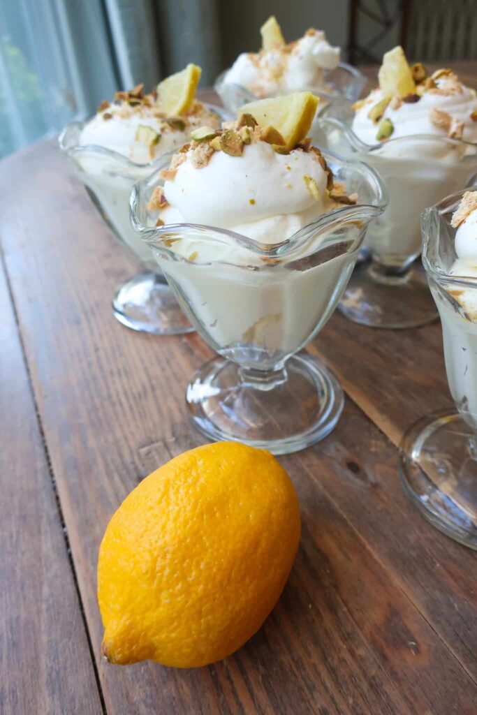 homemade lemon mousse with whipped cream