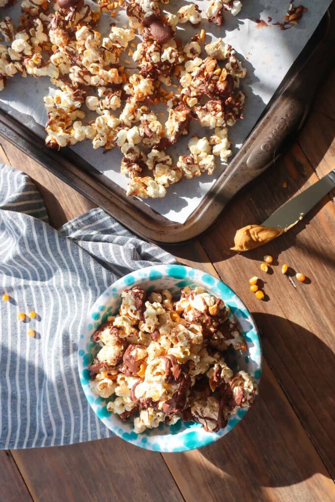 homemade Snickers popcorn
