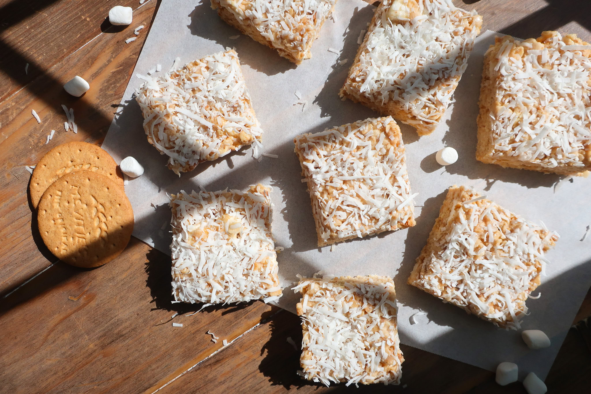 Irish fifteens rice krispie treats on table