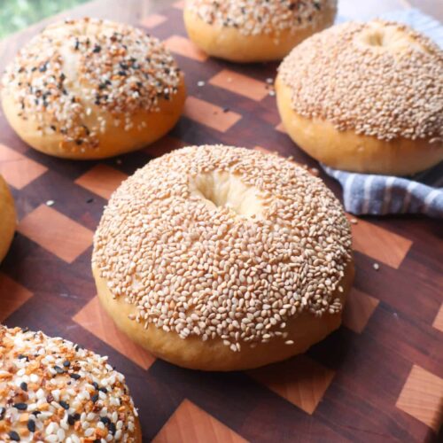 homemade sesame seed bagel